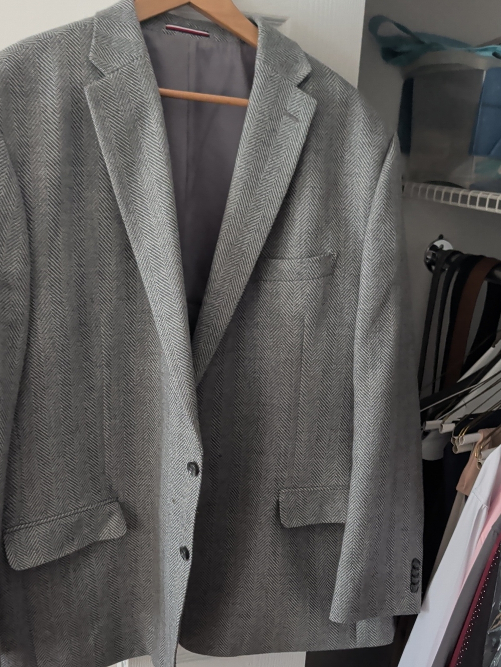 Tommy Hilfiger Gray Herringbone Blazer - Men's Sport Coat